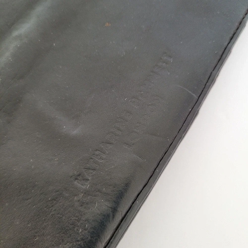 Katharine Hamnett London Wallet Checkbook Brown Soft Silk Leather Rustic Damaged